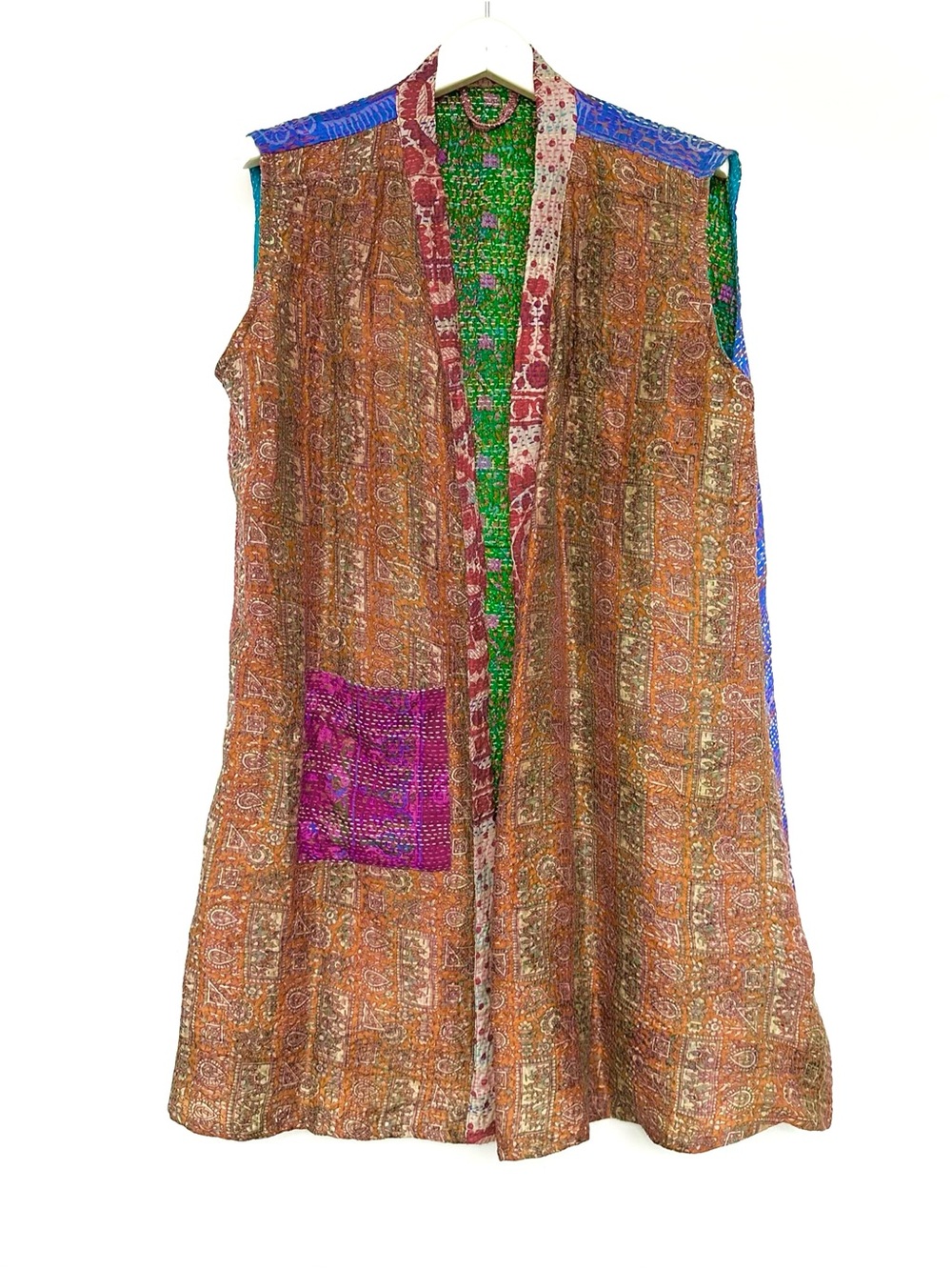 VTG SILK Kantha patchwork vest